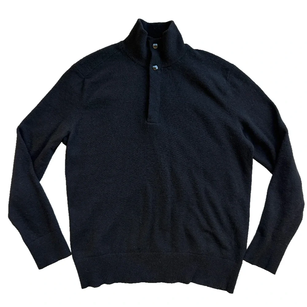 Banana Republic Men's Large Black Knit Pullover Sweater Italian Yarn